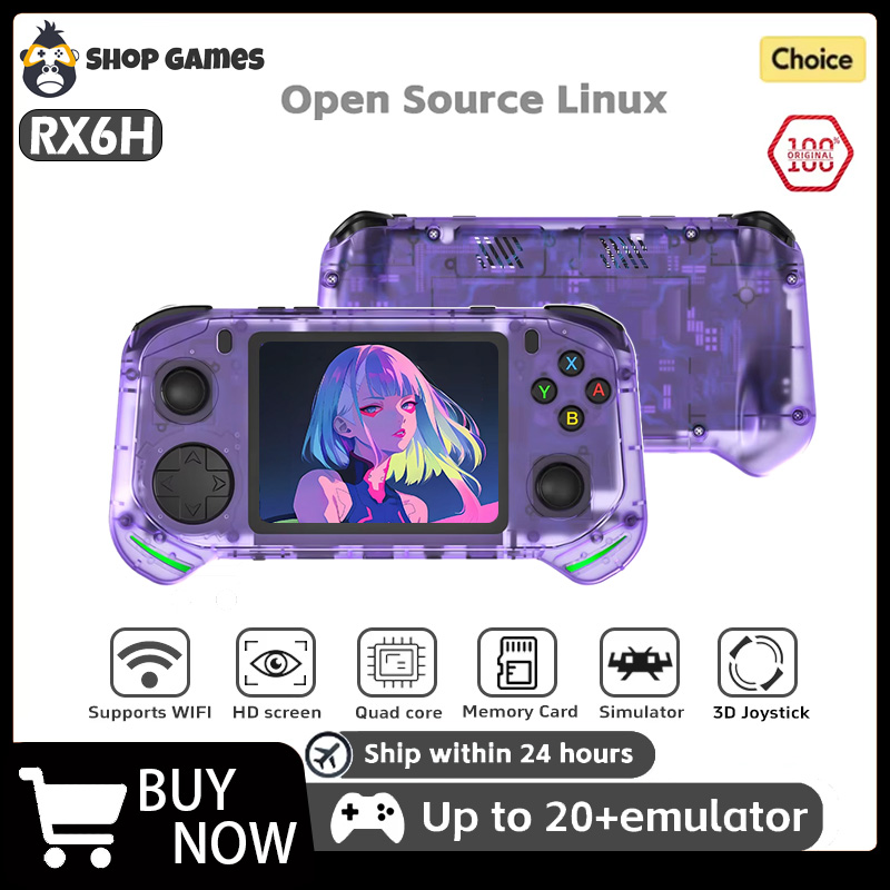 Gaming Console With Minecraft - RX6H Retro Handheld Game Console Linux