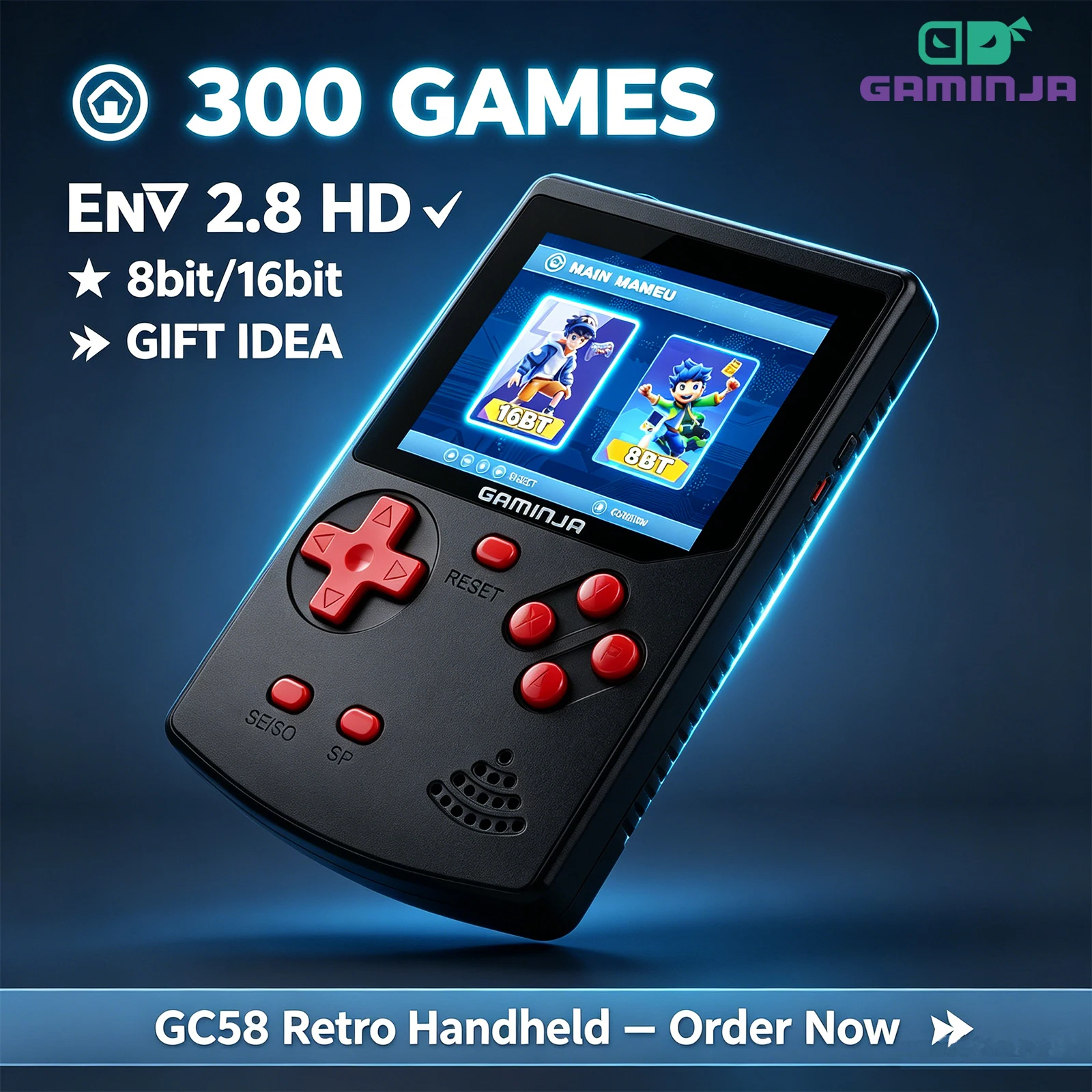 Gaming Console With Minecraft - GAMINJA Handheld Game Console 300 Classic
