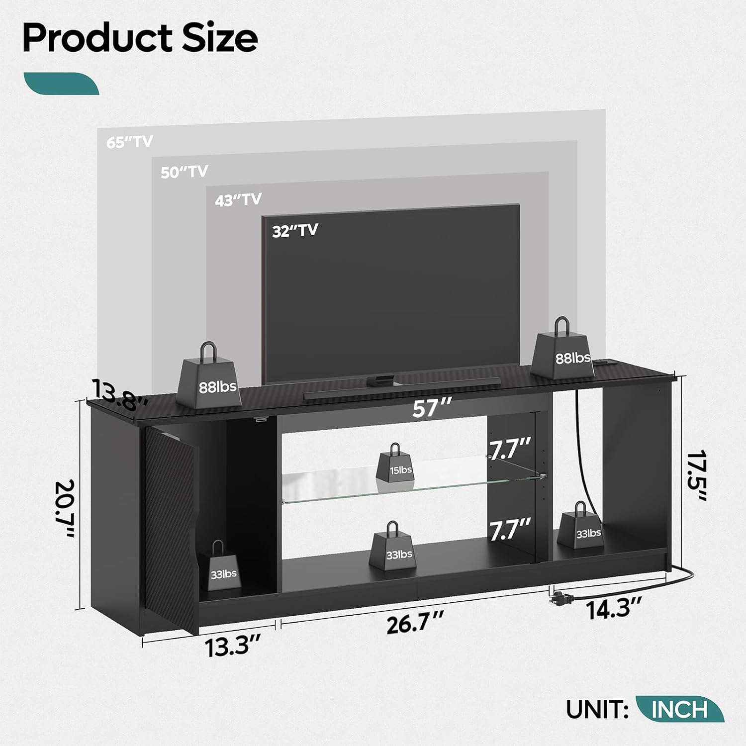 TV Stand with Power Outlets Ga - Gaming Console Tv Stand 评论和价格