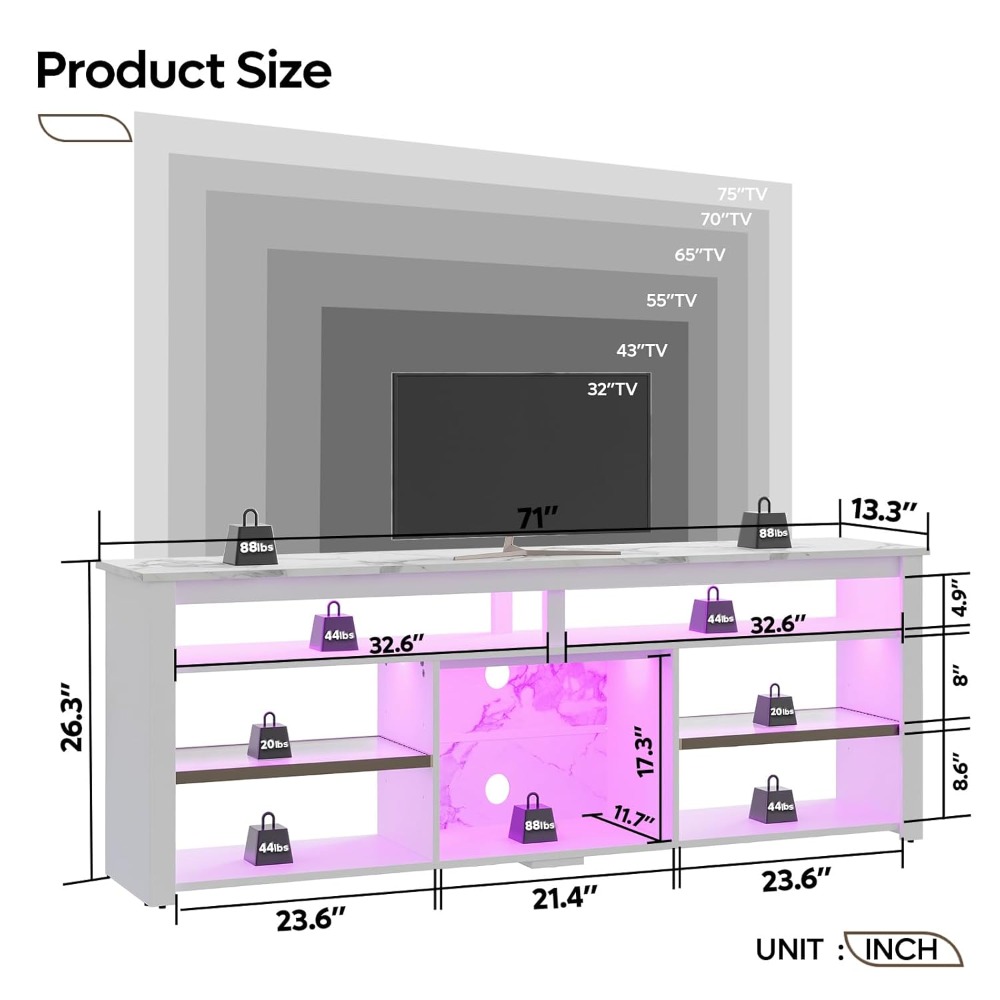TV Stand for 75 inch TV, Tall  - Gaming Console Tv Stand 评论和价格