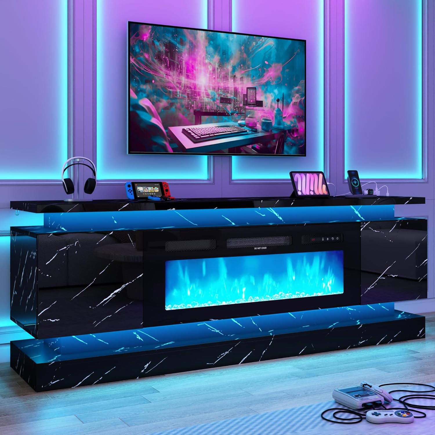 71IN LED TV Stands w/40 inch F - Gaming Console Tv Stand 评论和价格