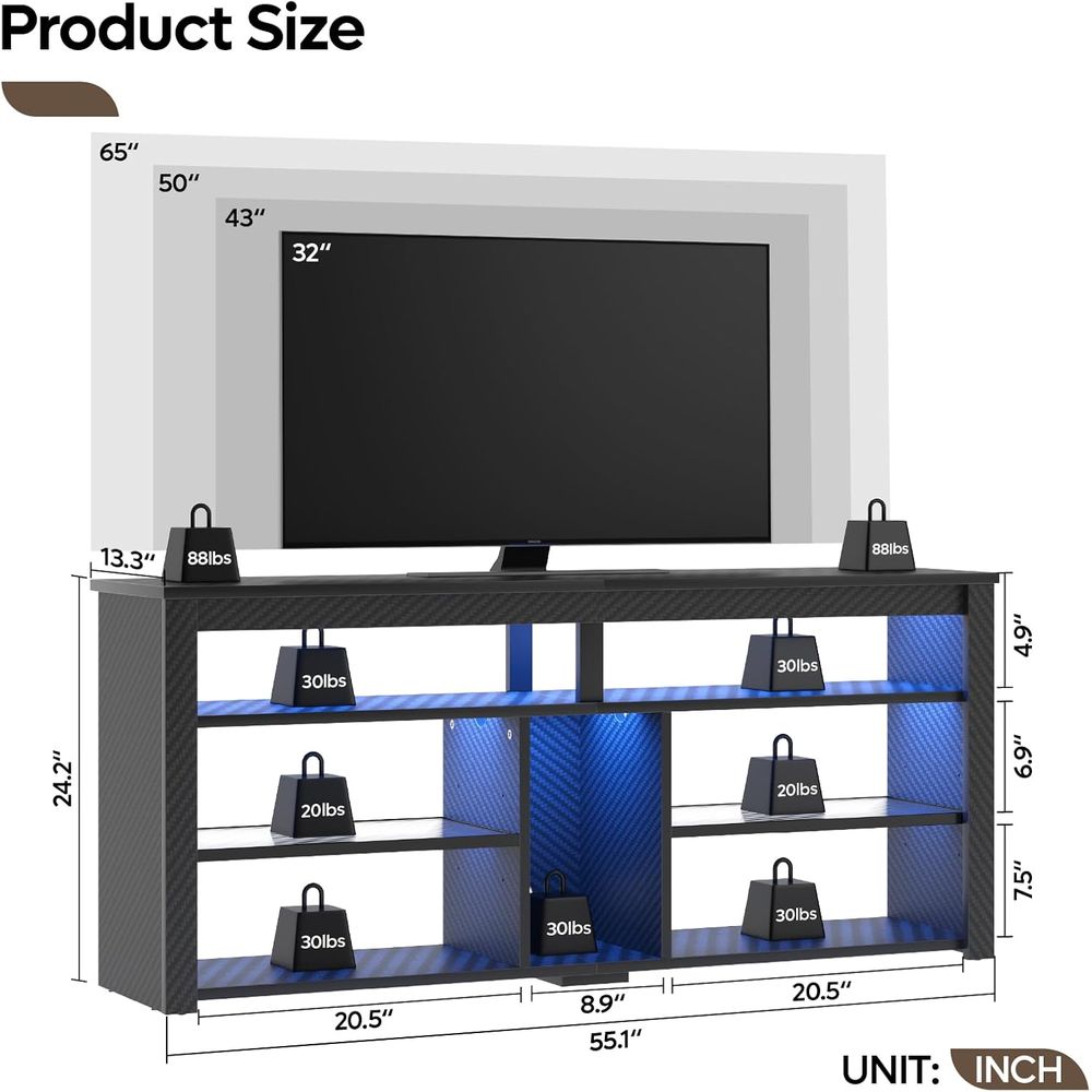 Modern TV Stand for 55-65 Inch - Gaming Console Tv Stand 评论和价格